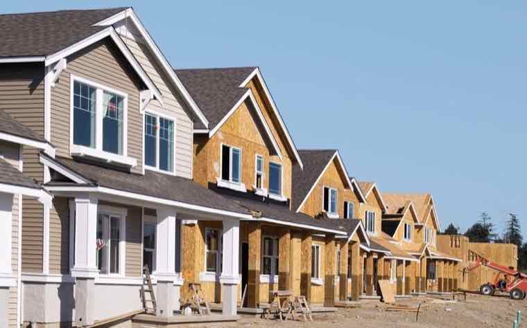 New homes under construction in a suburban Orange County neighborhood